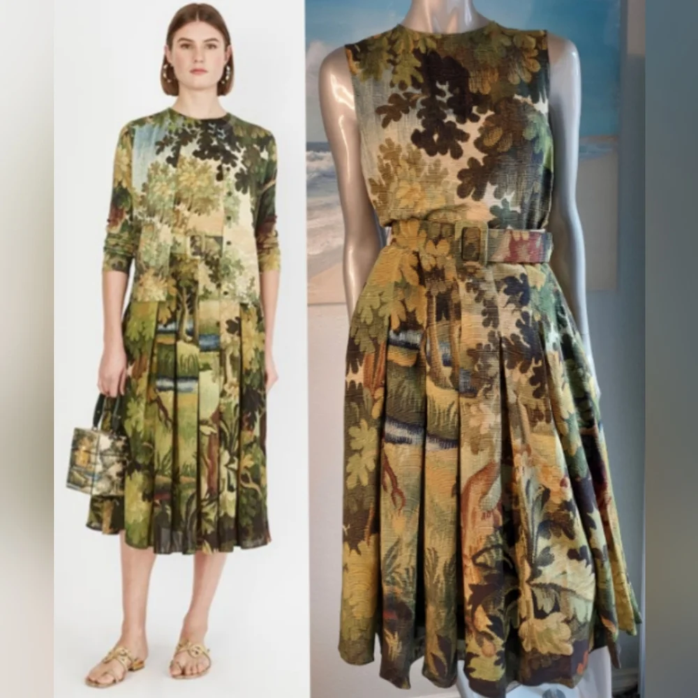$1,990 NEW OSCAR DE LA RENTA GREEN LANDSCAPE CARDIGAN US S